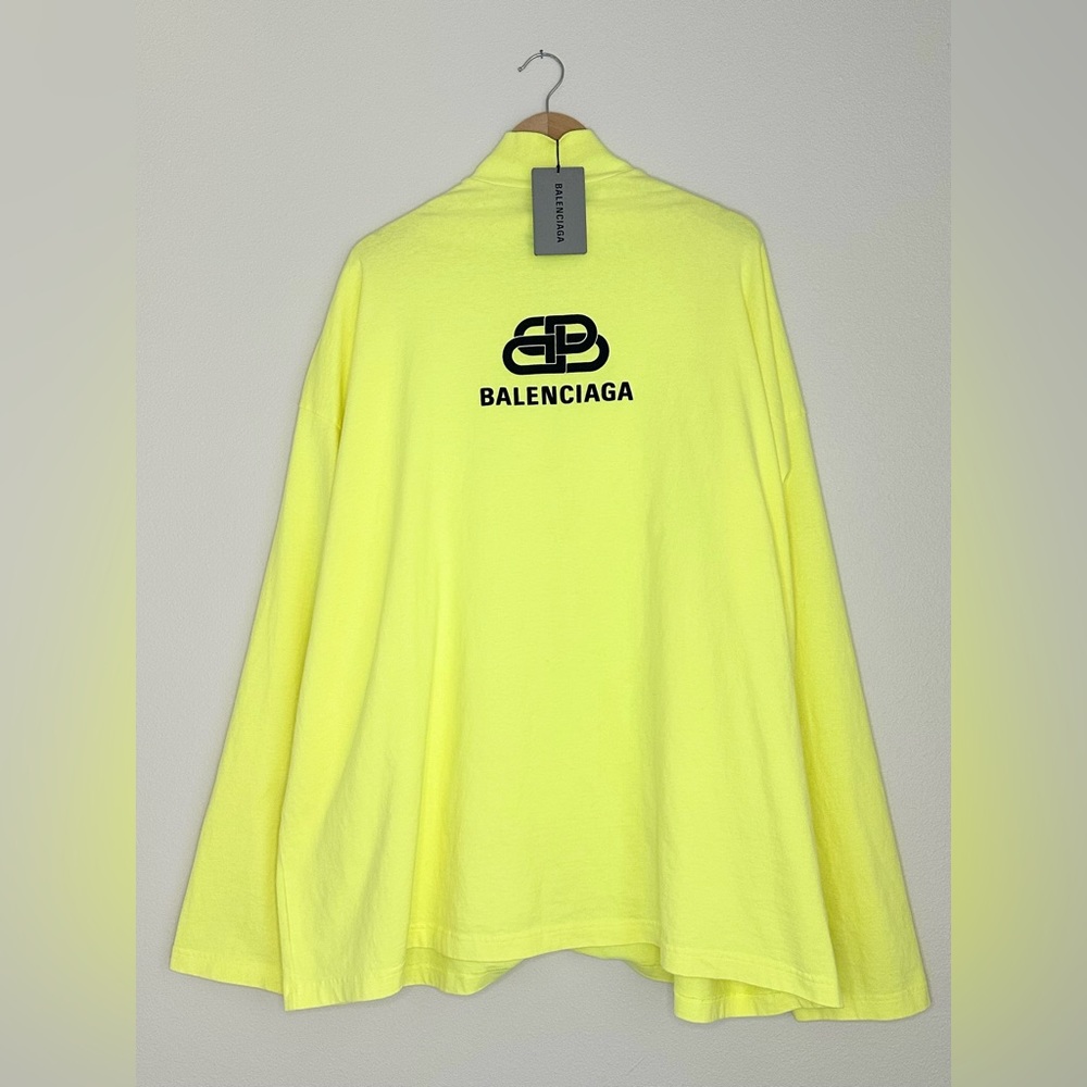BRAND NEW BALENCIAGA OVERSIZED MOCK NECK LONG SLEEVE T-SHIRT WITH LOGO